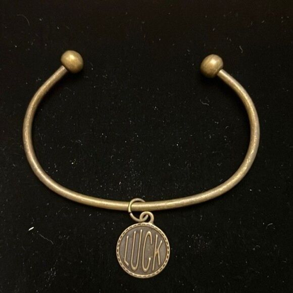 Cuff Bracelet with Removable "Luck" Charm - Picture 1 of 4